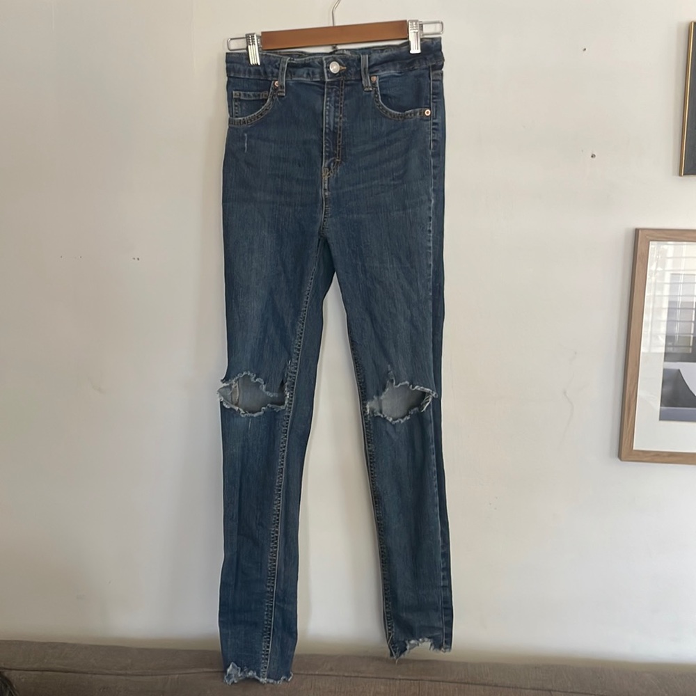 Dark wash ripped jeans